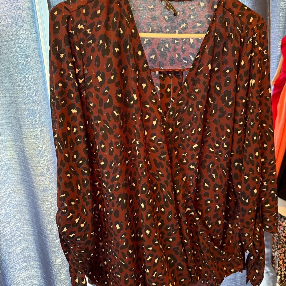 Leopard Print Wrap Top